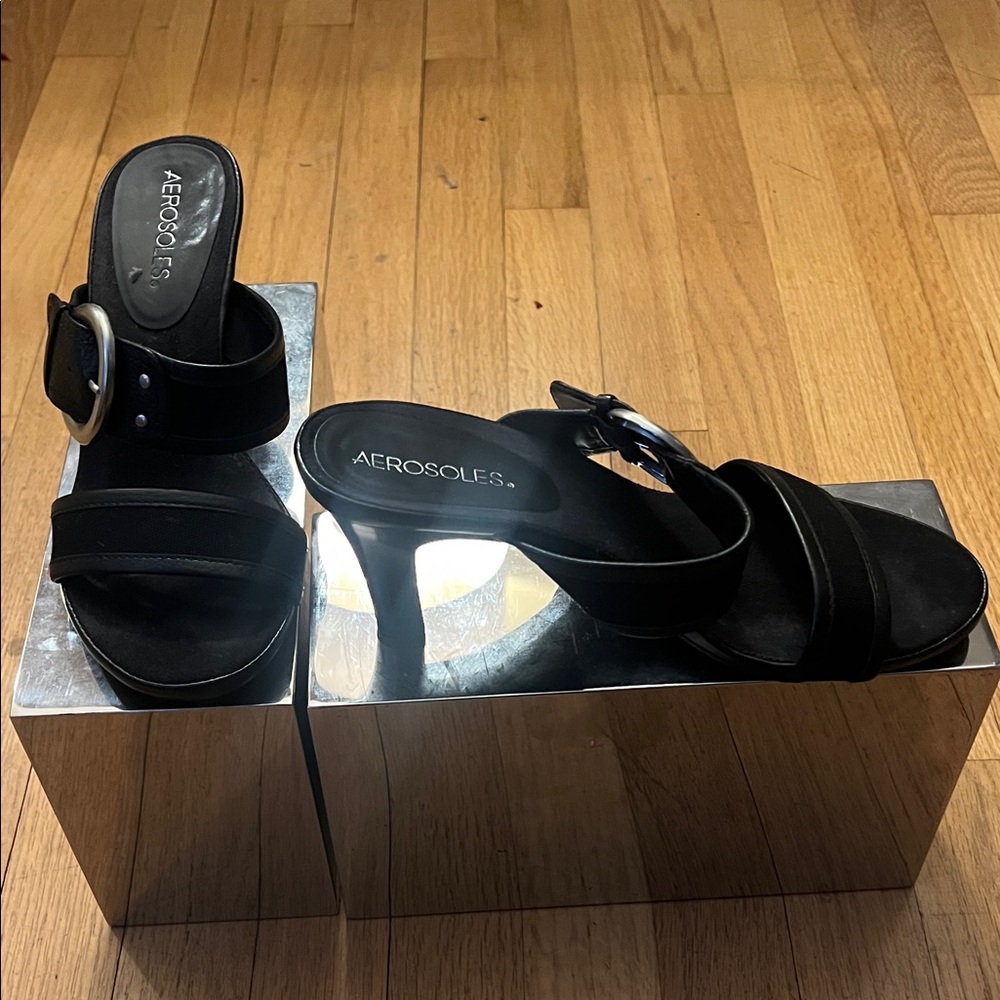 AEROSOLES Black Women's Mules with Buckle